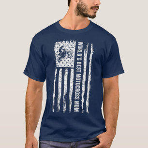USA Flag Worlds Best Motocross Dirt Bike Mum Tee