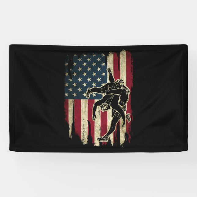 Usa Flag Wrestling American Flag Wrestling Wrestle Banner (Horizontal)