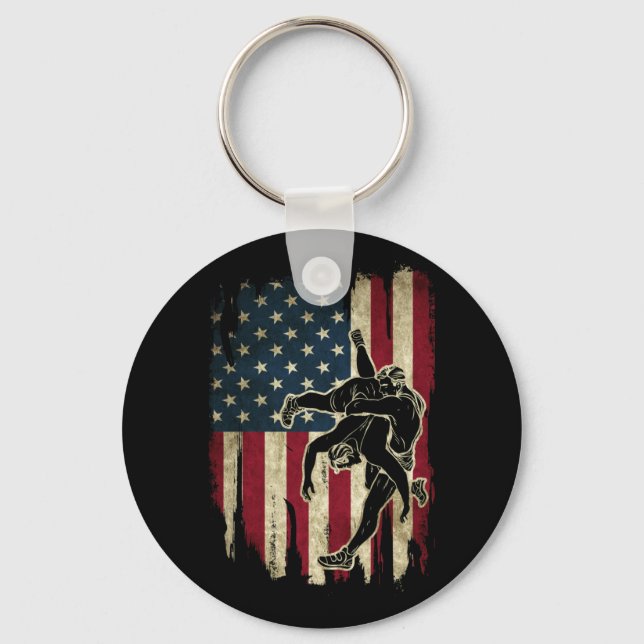 Usa Flag Wrestling American Flag Wrestling Wrestle Key Ring (Front)