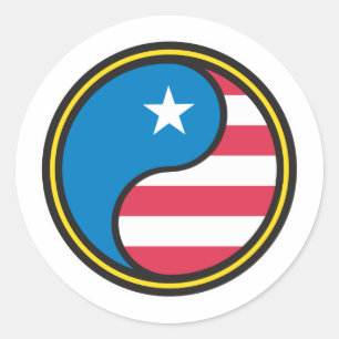 USA Flag Yin Yang Classic Round Sticker