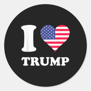 Usa Flags Heart I Love Trump  Classic Round Sticker