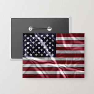 USA Flapping Flag Red, White Stripes, Starry Blue