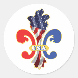 USA Fleur de lis Classic Round Sticker