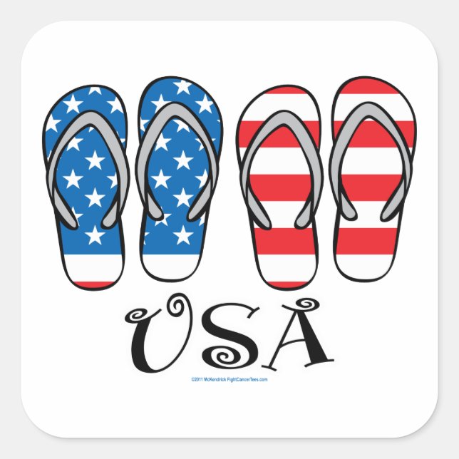 USA Flip Flops Square Sticker (Front)