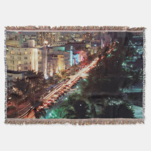 USA, Florida, Miami Beach, Ocean Drive, Art Deco 2 Throw Blanket