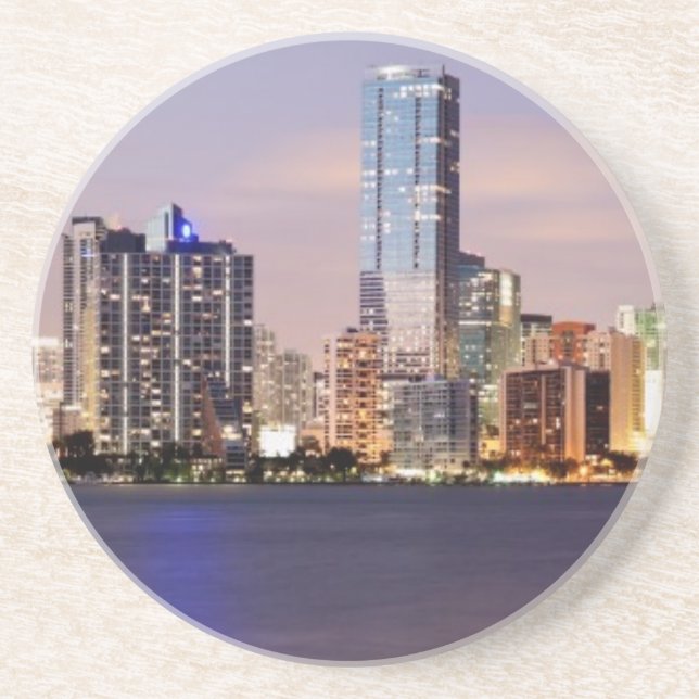 USA, Florida, Miami skyline at dusk 2 Coaster (Front)