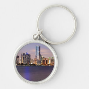 USA, Florida, Miami skyline at dusk 2 Key Ring
