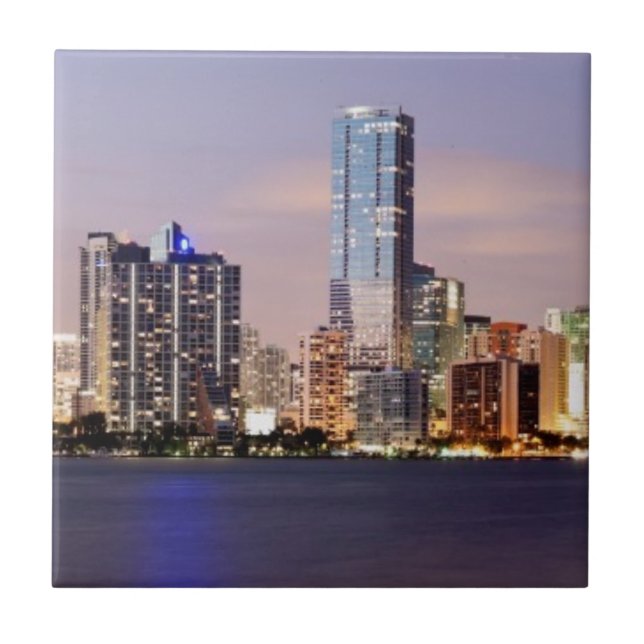 USA, Florida, Miami skyline at dusk 2 Tile (Front)