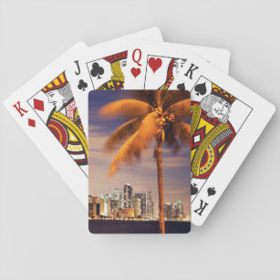 USA, Florida, Miami skyline at dusk Playing Cards