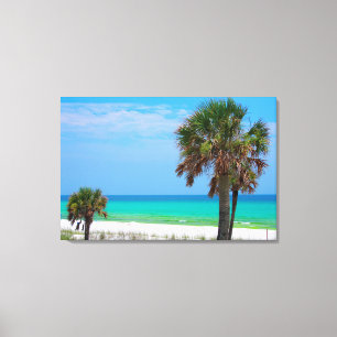 USA, Florida. Palm Trees On Emerald Coast Canvas Print