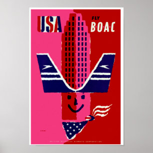 USA ~ Fly BOAC Poster