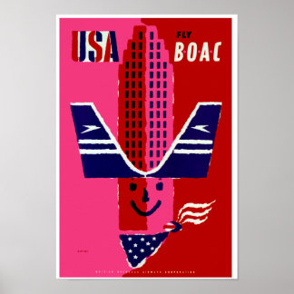 USA ~ Fly BOAC Poster