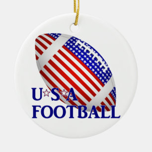 USA Football (1) With Text Ceramic Tree Decoration