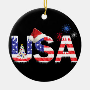USA for Christmas Ceramic Tree Decoration