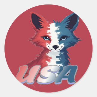 USA Fox Classic Round Sticker