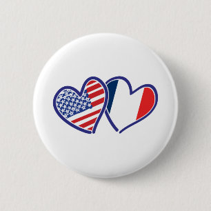 USA---France-Love 6 Cm Round Badge