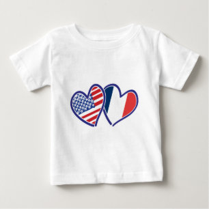 USA France Love Heats Baby T-Shirt