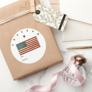 USA Freedom Flag Classic Round Sticker