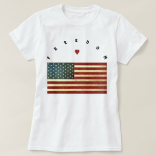 USA Freedom Flag Classic Round Sticker T-Shirt
