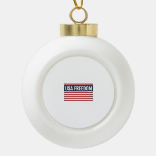 USA Freedom Patriotic Flag Style Vector Design_1 Ceramic Ball Christmas Ornament