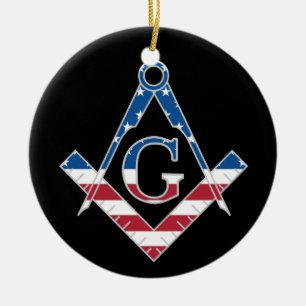 USA Freemasonic symbol Ceramic Tree Decoration