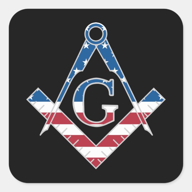 USA Freemasonic symbol Square Sticker (Front)