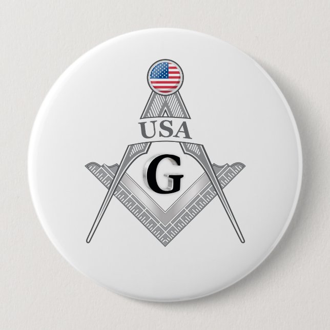 USA freemasonry sign 10 Cm Round Badge (Front)