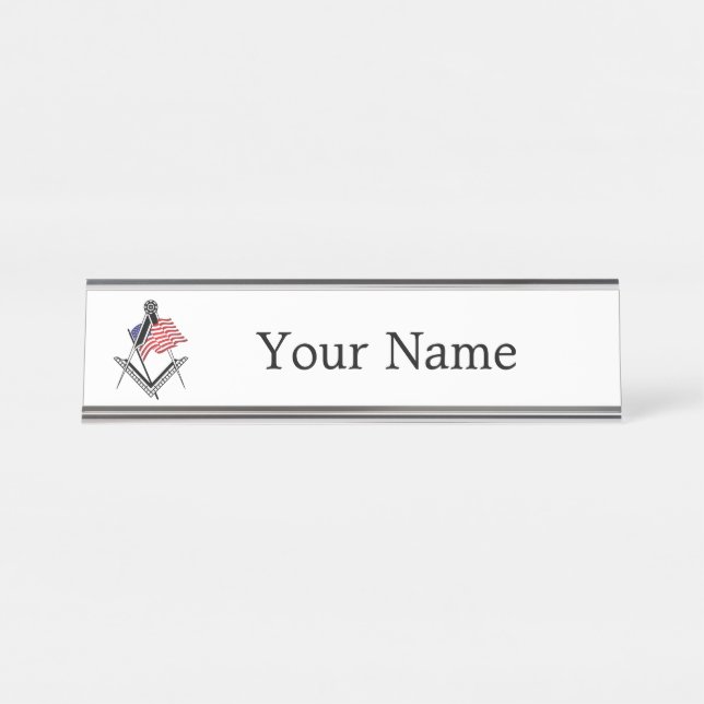 USA freemasonry symbol Desk Name Plate (Front)