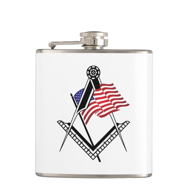 USA freemasonry symbol Hip Flask (Front)