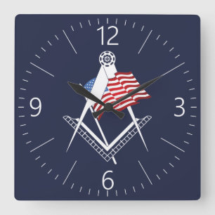 USA freemasonry symbol Square Wall Clock