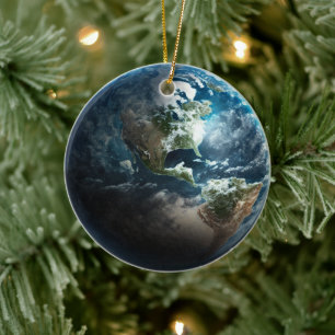 USA from outer space Ceramic Tree Decoration