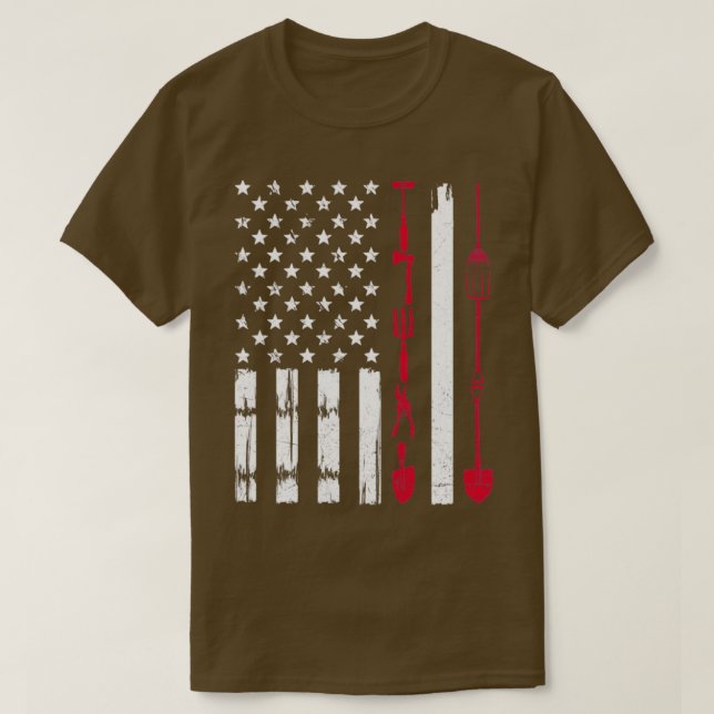 USA Gardening Flag Proud American Gardener Patriot T-Shirt (Design Front)