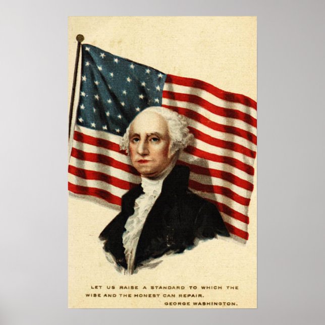 USA-George Washington Flag Poster (Front)