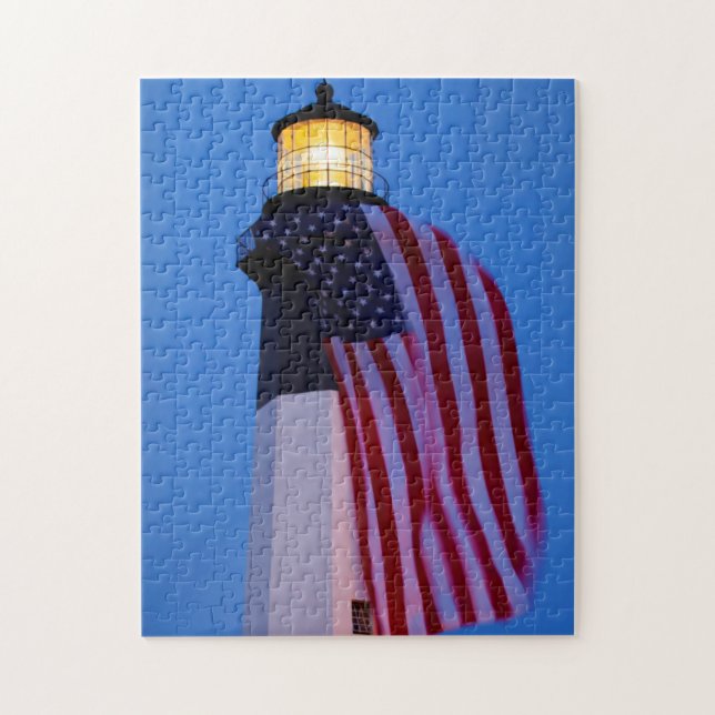USA, Georgia, Tybee Island, Flag Flying 2 Jigsaw Puzzle (Vertical)