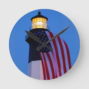 USA, Georgia, Tybee Island, Flag Flying 2 Round Clock