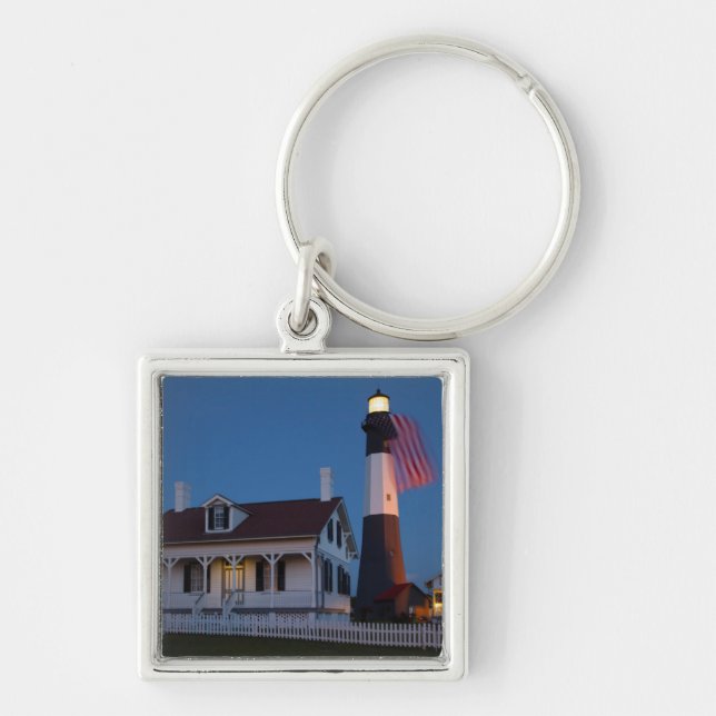 USA, Georgia, Tybee Island, Flag Flying Key Ring (Front)