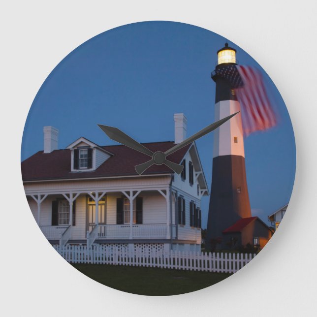 USA, Georgia, Tybee Island, Flag Flying Large Clock (Front)