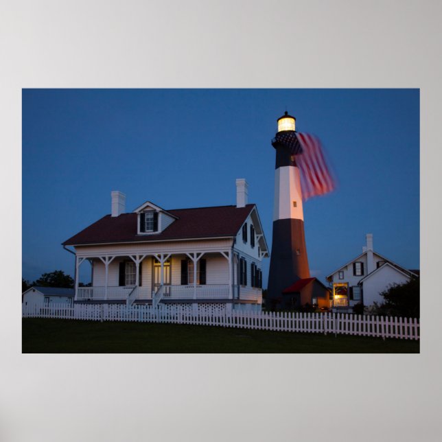 USA, Georgia, Tybee Island, Flag Flying Poster (Front)