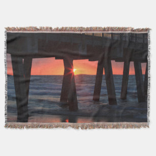 USA, Georgia, Tybee Island, Tybee Pier Throw Blanket