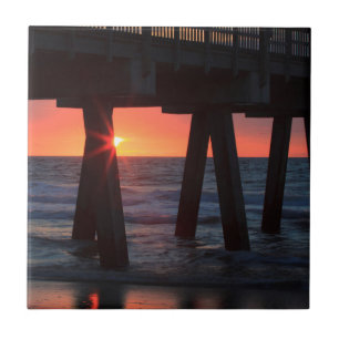 USA, Georgia, Tybee Island, Tybee Pier Tile