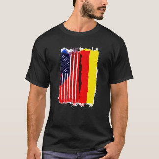 Usa Germany Flag Half American Half German Roots T-Shirt