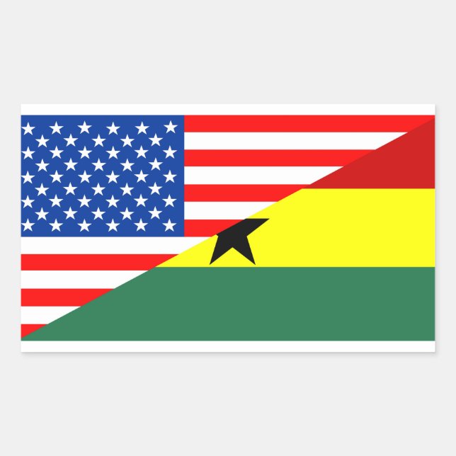 usa ghana country half flag america symbol rectangular sticker (Front)