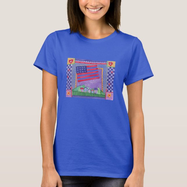 USA-Gingham Flag T-Shirt (Front)