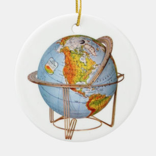 USA Globe Ceramic Tree Decoration