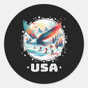 Usa Go United States Winter Sports Usa Team Appare Classic Round Sticker
