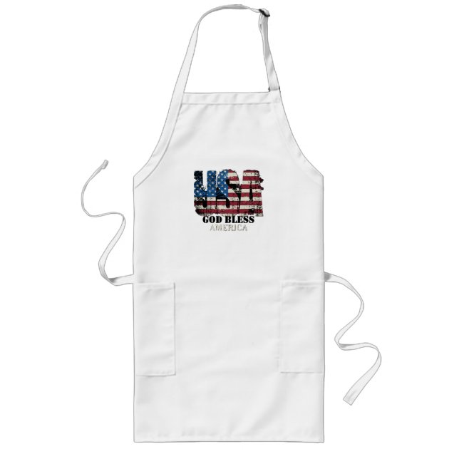 USA God Bless America  Long Apron (Front)