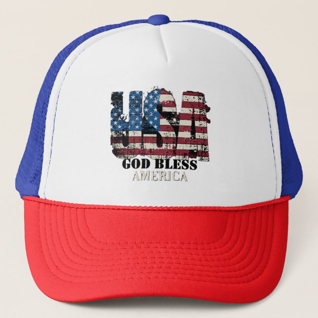 USA God Bless America  Trucker Hat (Front)