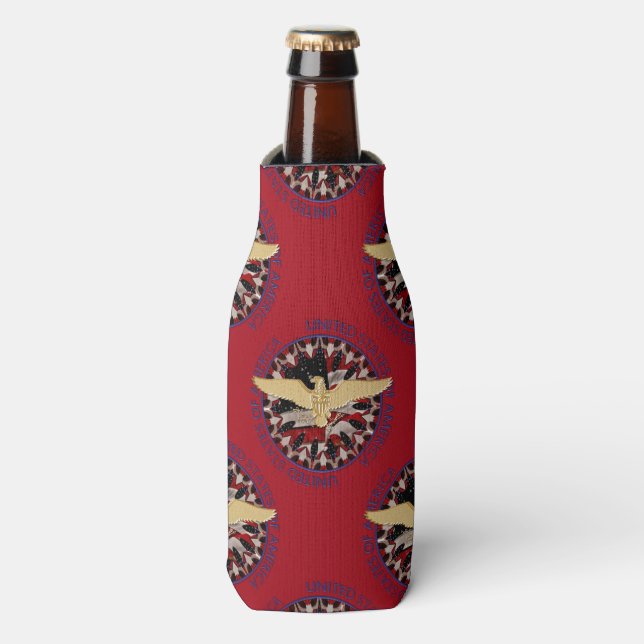 USA Gold Eagle, Flag Red-Blue-Drink Bottle Cooler (Bottle Front)