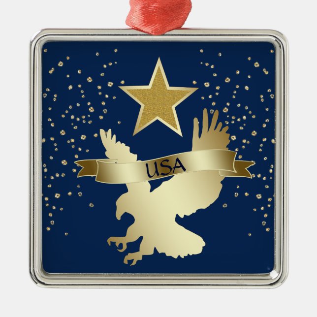 USA Gold Star Eagle Metal Tree Decoration (Front)