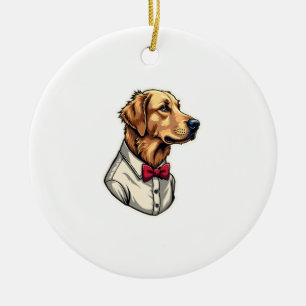 USA Golden Retriever Vintage Patriotic Dog Shirt 4 Ceramic Tree Decoration